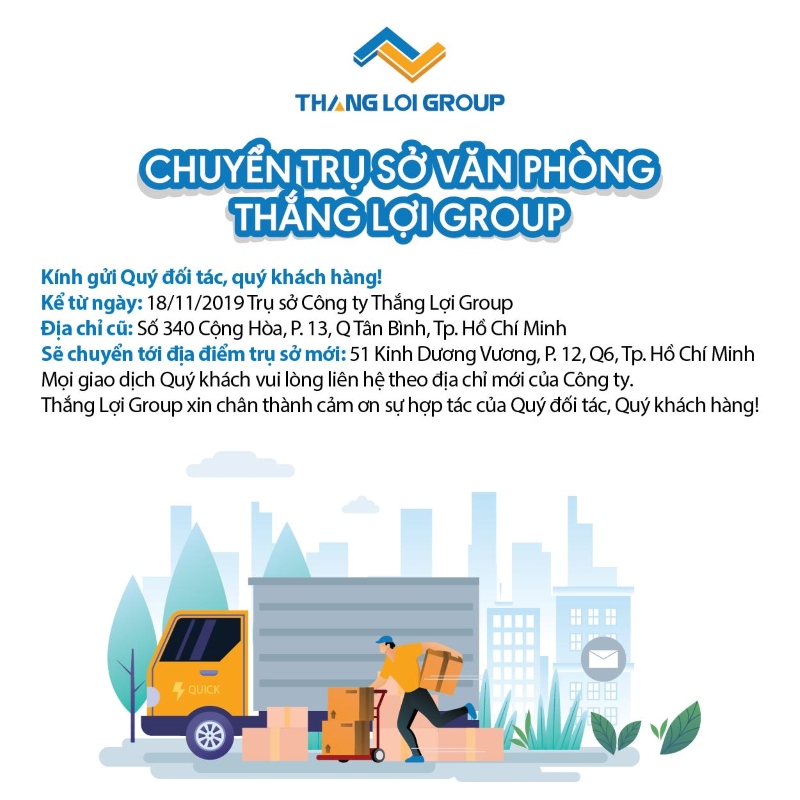 CHUYỂN TRỤ SỞ VĂN PHÒNG THẮNG LỢI GROUP