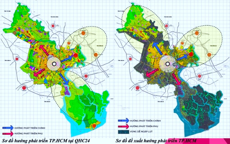 Sơ đồ cấu trúc không gian TPHCM quy hoạch theo mô hình