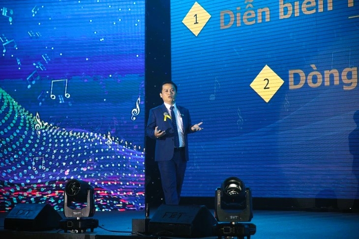 Ông Nguyễn Thanh Quyền – Tổng giám đốc Thắng Lợi Group chia sẻ thông tin về dự án tại buổi lễ